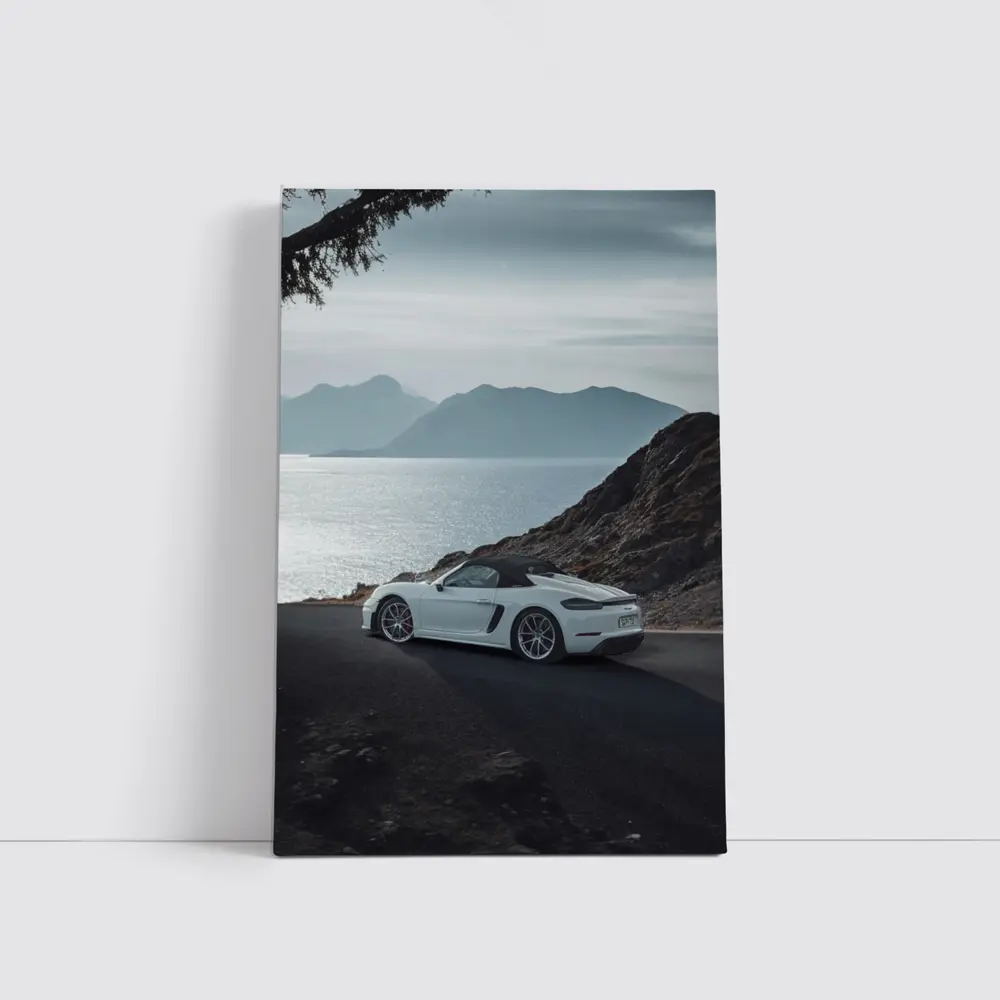 Porsche Boxster White Coastal Mountain Road – Wall Art