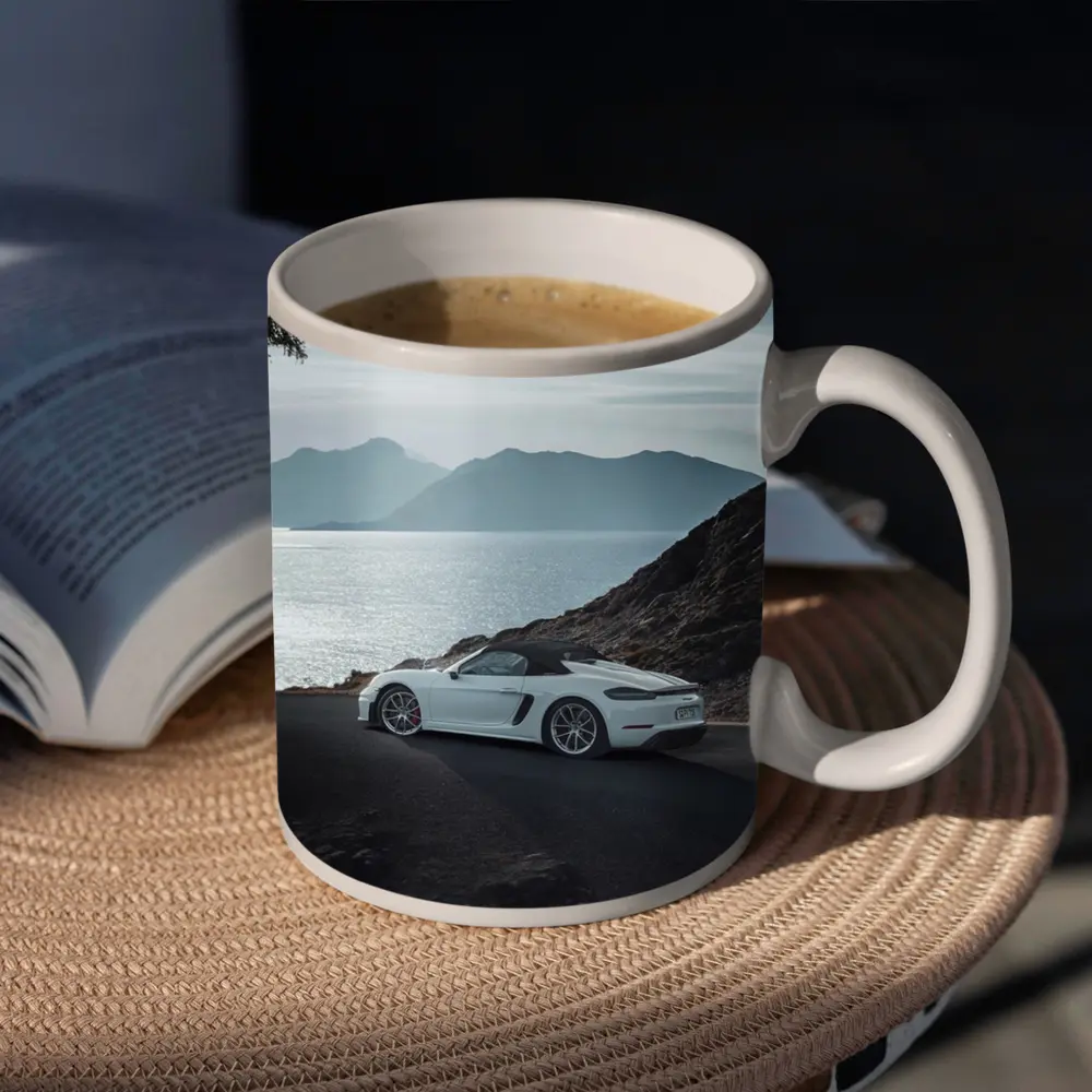 Porsche Boxster White Coastal Mountain Road – Mugs
