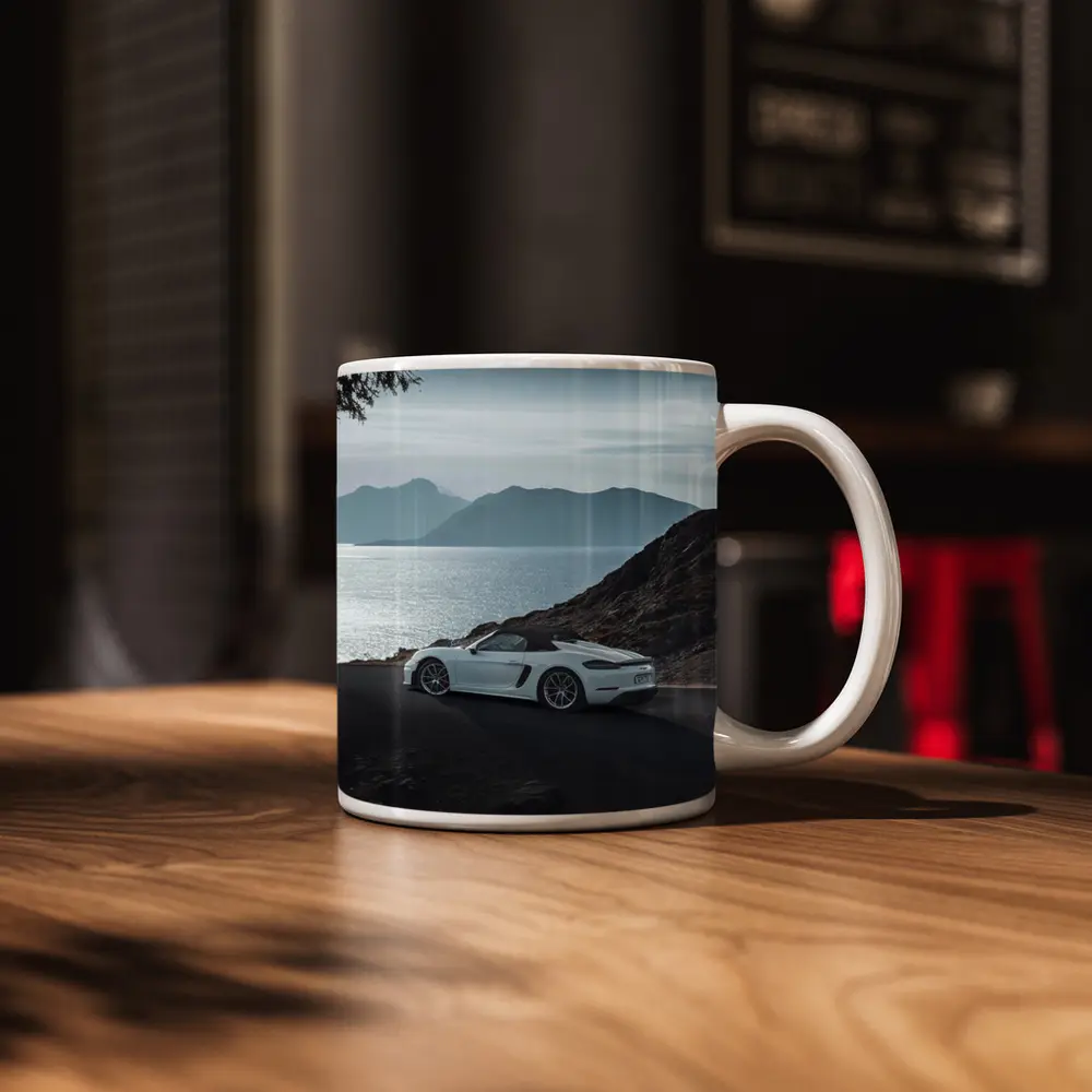 Porsche Boxster White Coastal Mountain Road – Mugs