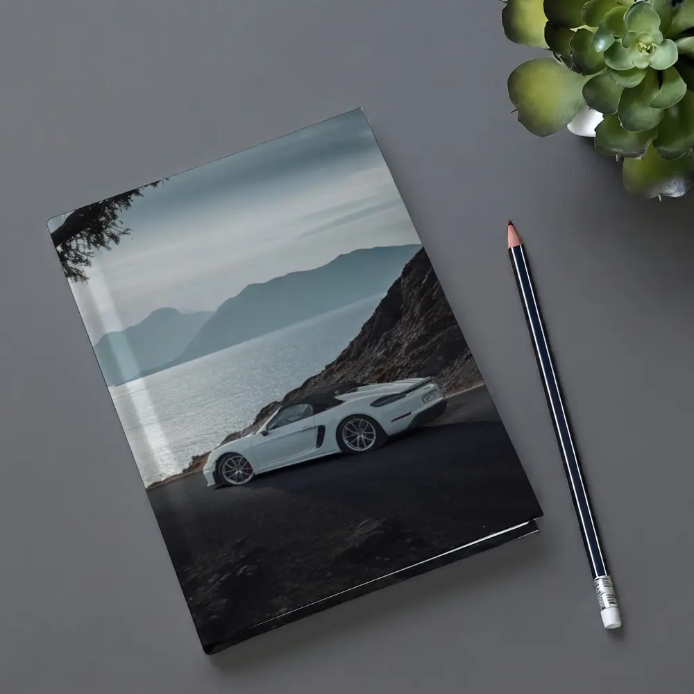 Porsche Boxster White Coastal Mountain Road – Notebooks