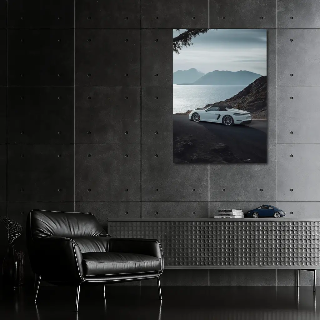 Porsche Boxster White Coastal Mountain Road – Wall Art