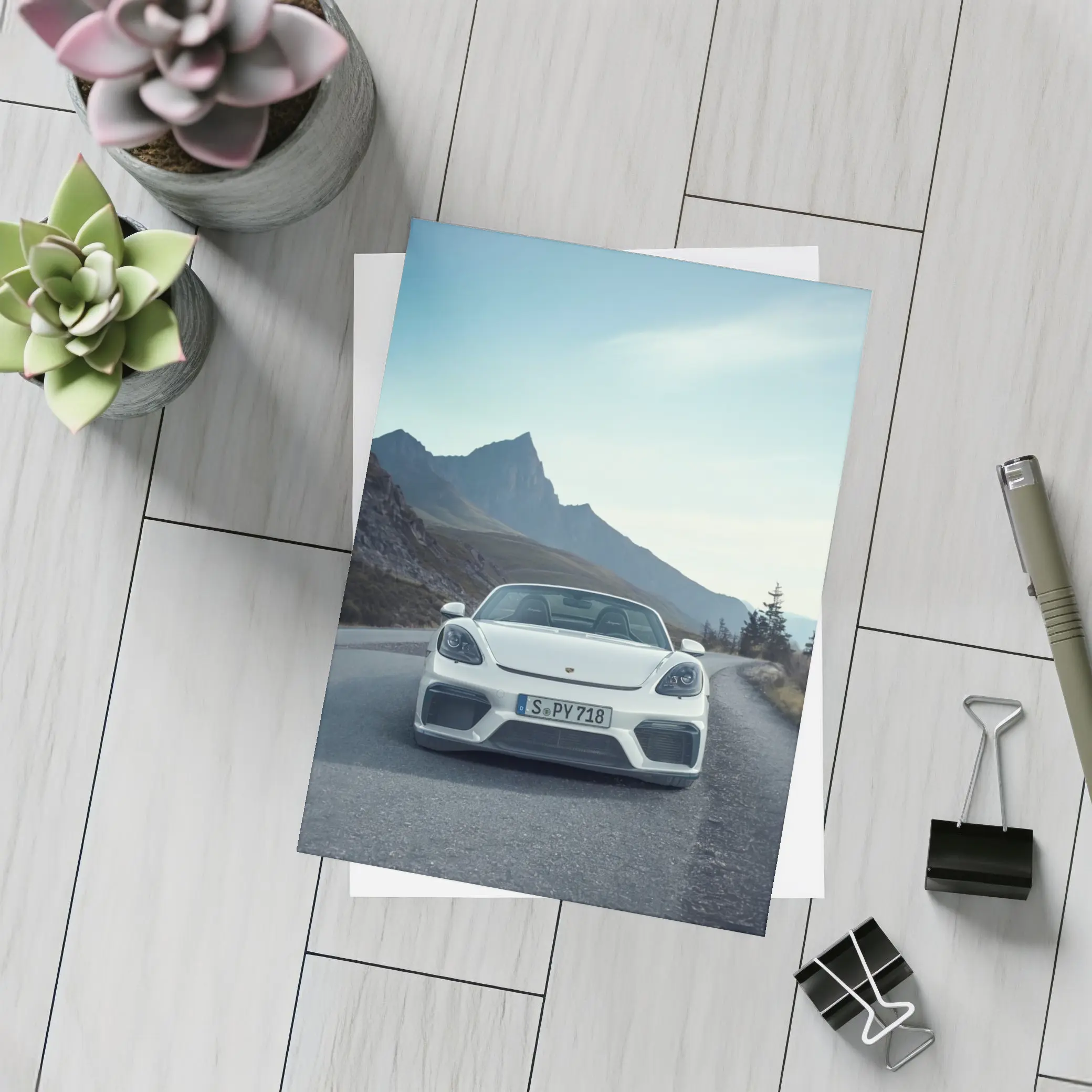 Porsche Boxster Spyder White Mountain Road – Postcards