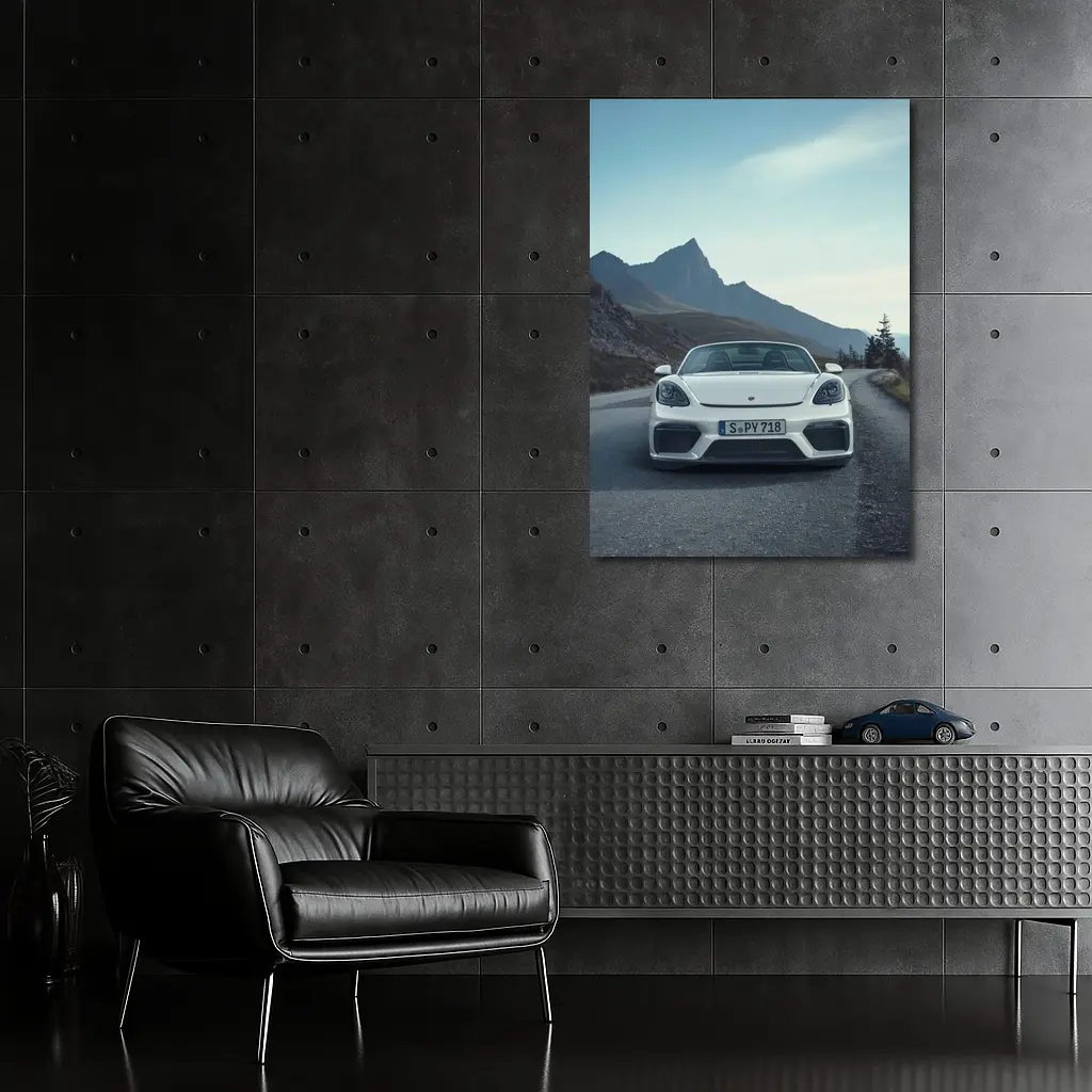 Porsche Boxster Spyder White Mountain Road – Wall Art