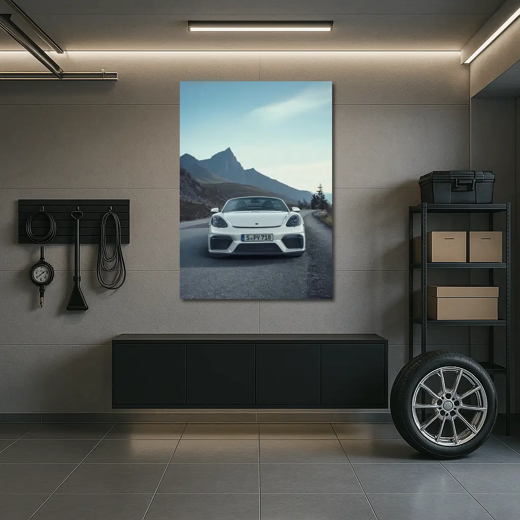 Porsche Boxster Spyder White Mountain Road – Wall Art