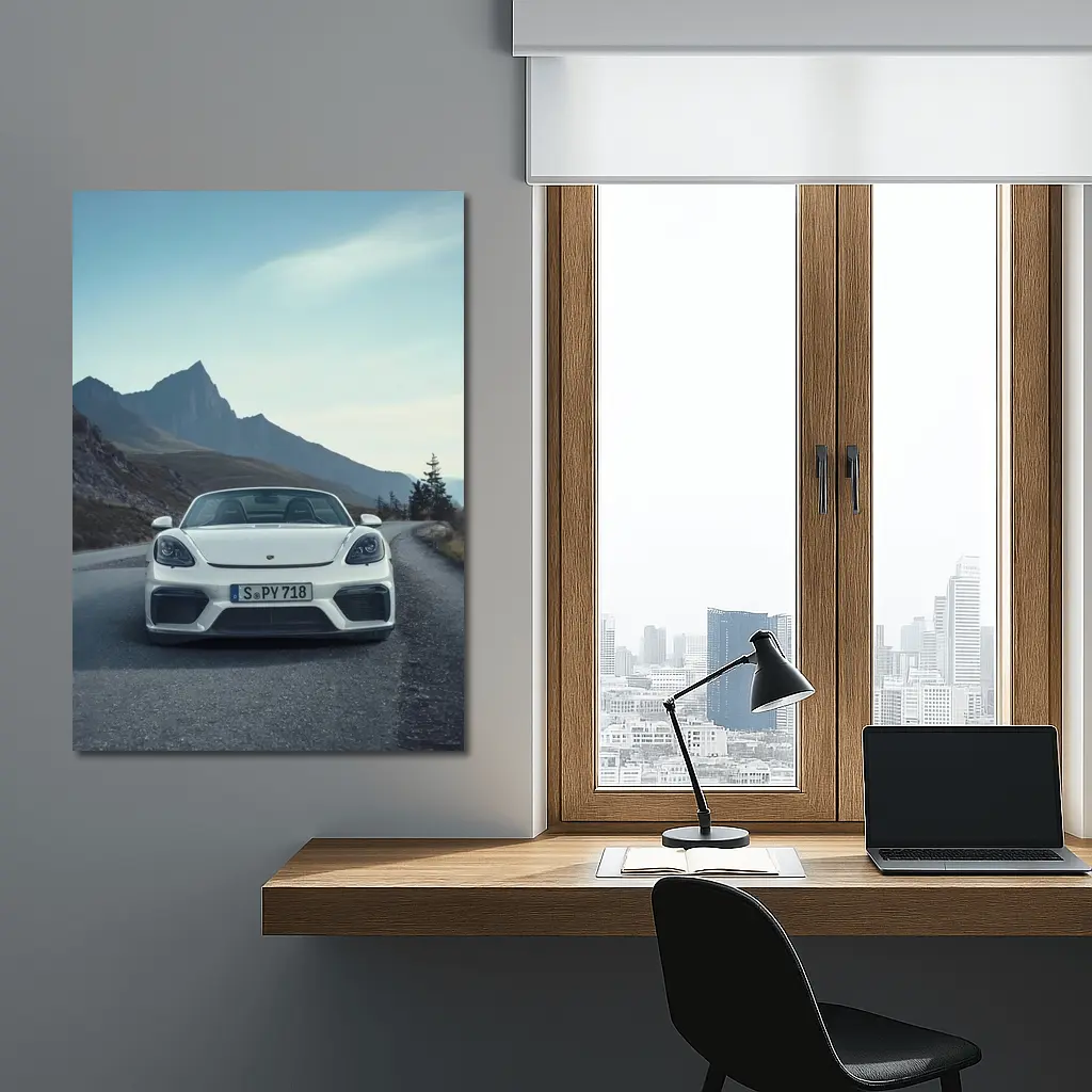 Porsche Boxster Spyder White Mountain Road – Wall Art