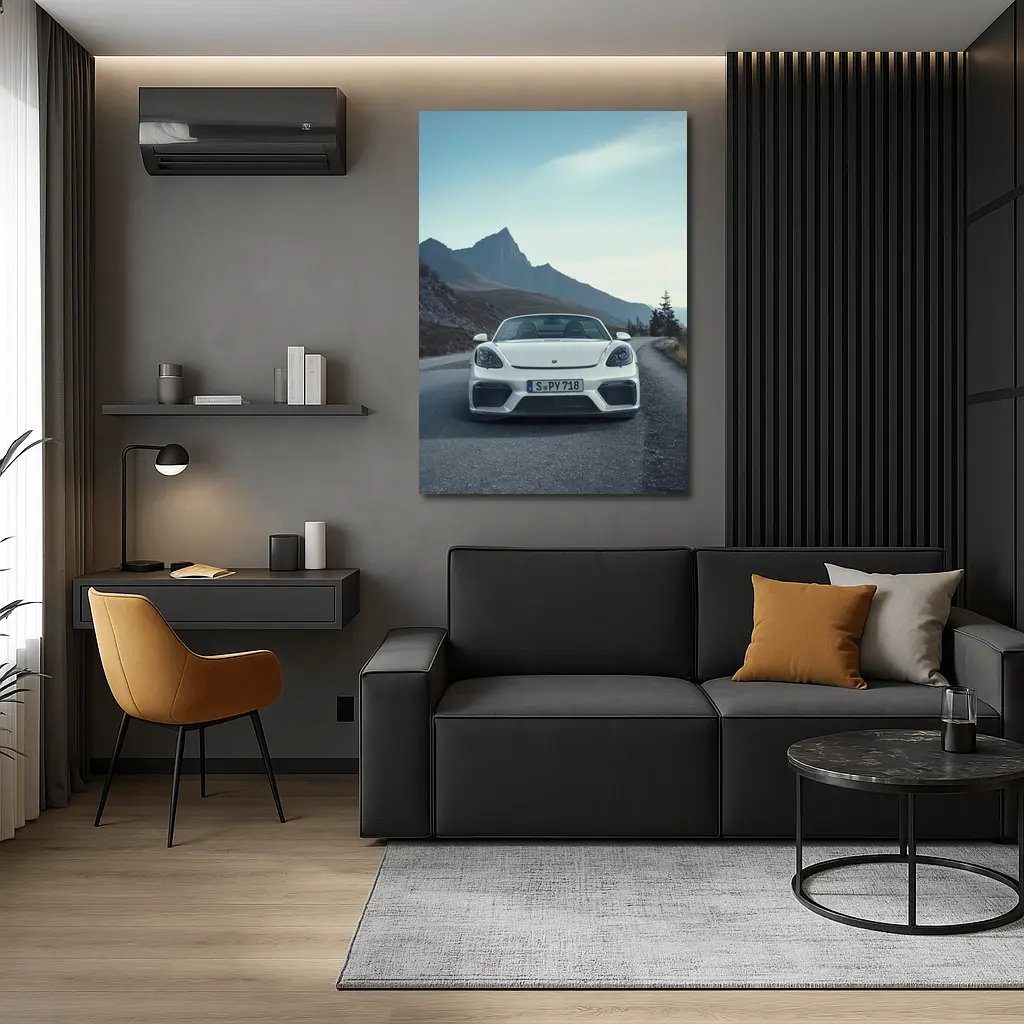 Porsche Boxster Spyder White Mountain Road – Wall Art