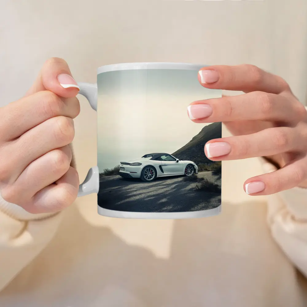 Porsche Boxster White Roadster Mountain Coastal Road – Mugs