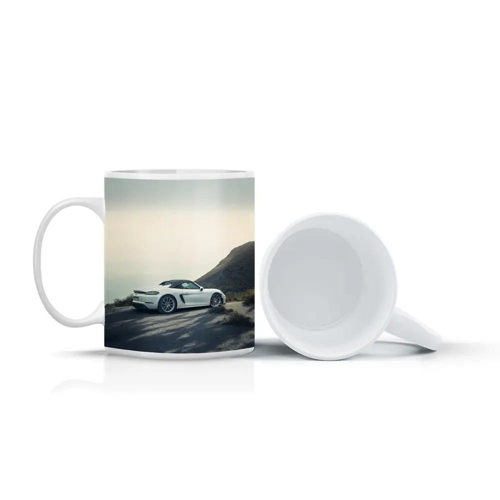 Porsche Boxster White Roadster Mountain Coastal Road – Mugs