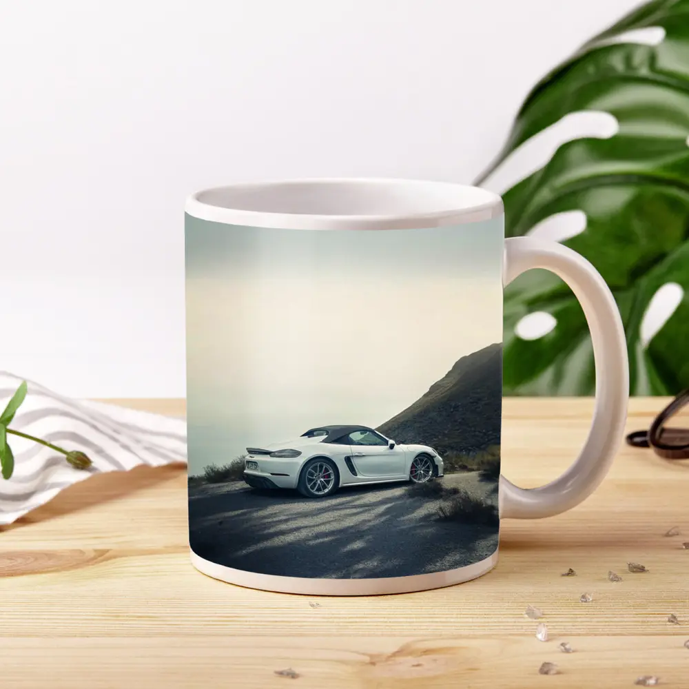 Porsche Boxster White Roadster Mountain Coastal Road – Mugs