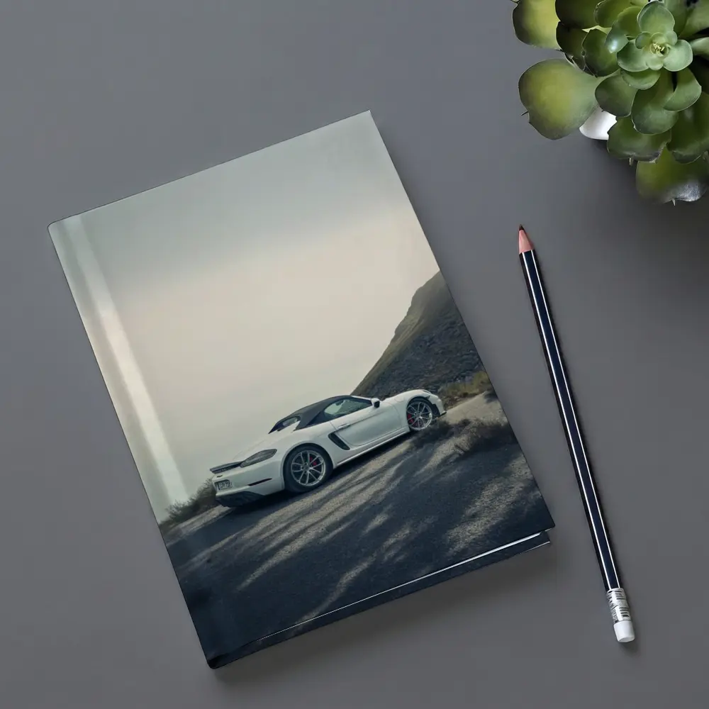 Porsche Boxster White Roadster Mountain Coastal Road – Notebooks