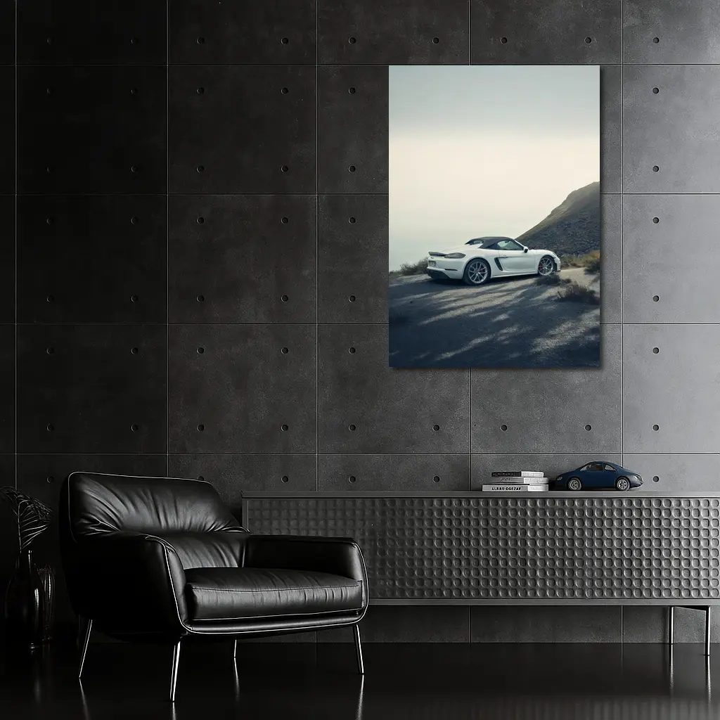 Porsche Boxster White Roadster Mountain Coastal Road – Wall Art