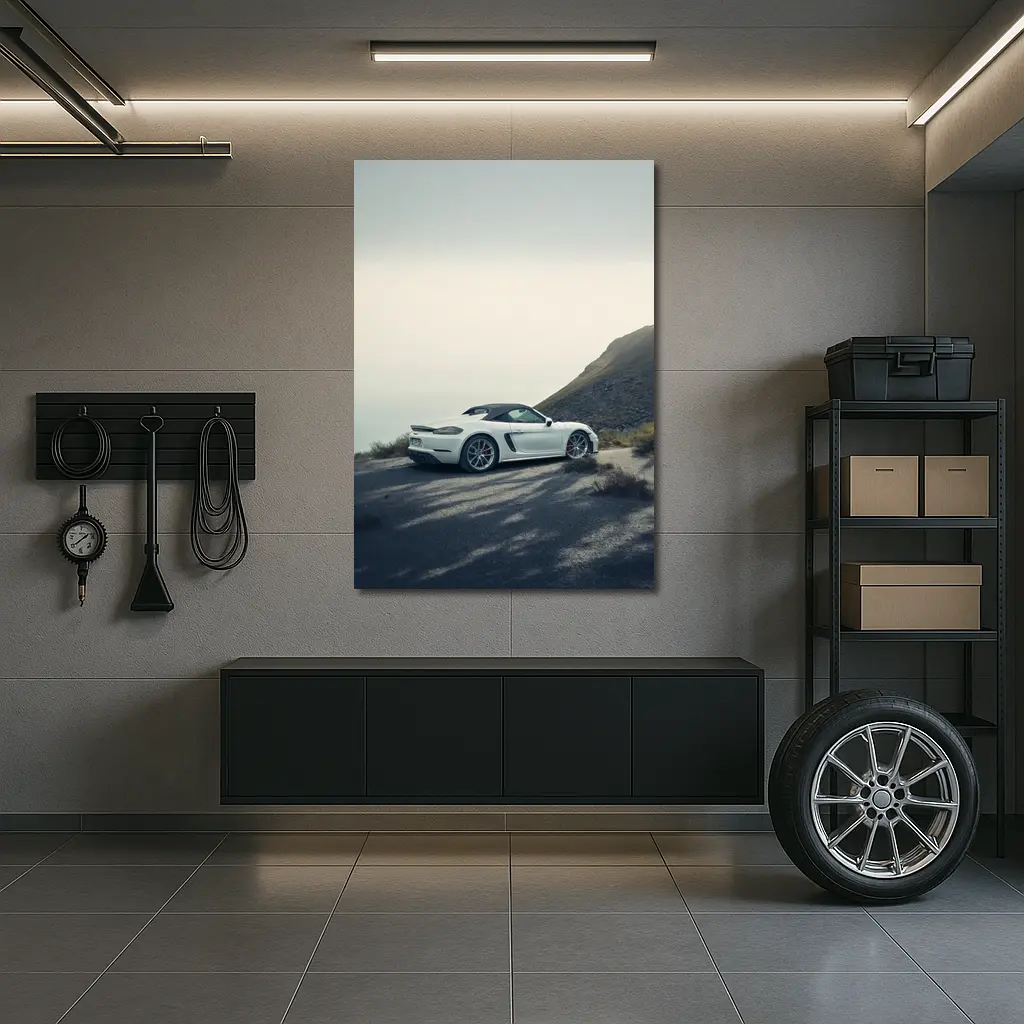 Porsche Boxster White Roadster Mountain Coastal Road – Wall Art
