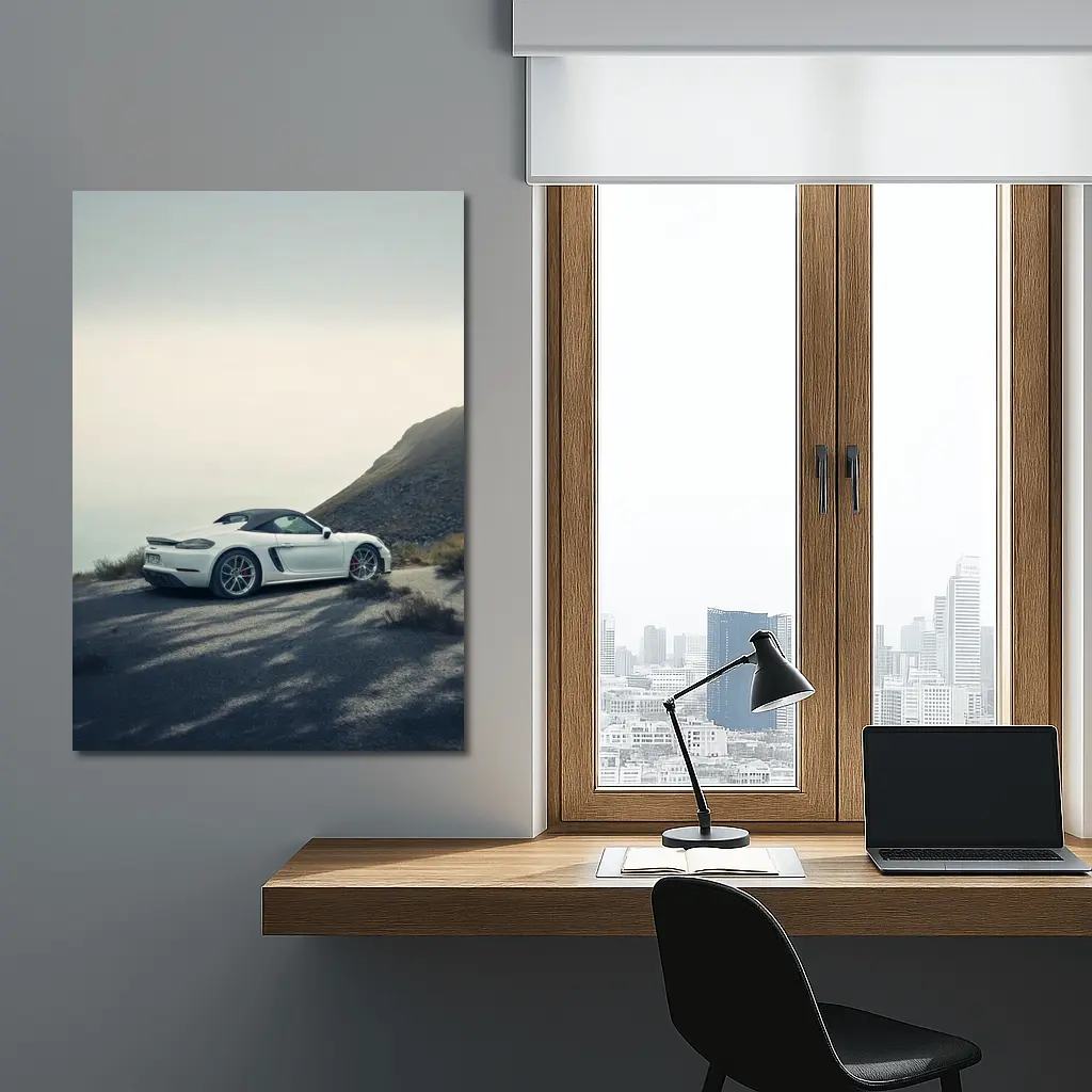 Porsche Boxster White Roadster Mountain Coastal Road – Wall Art