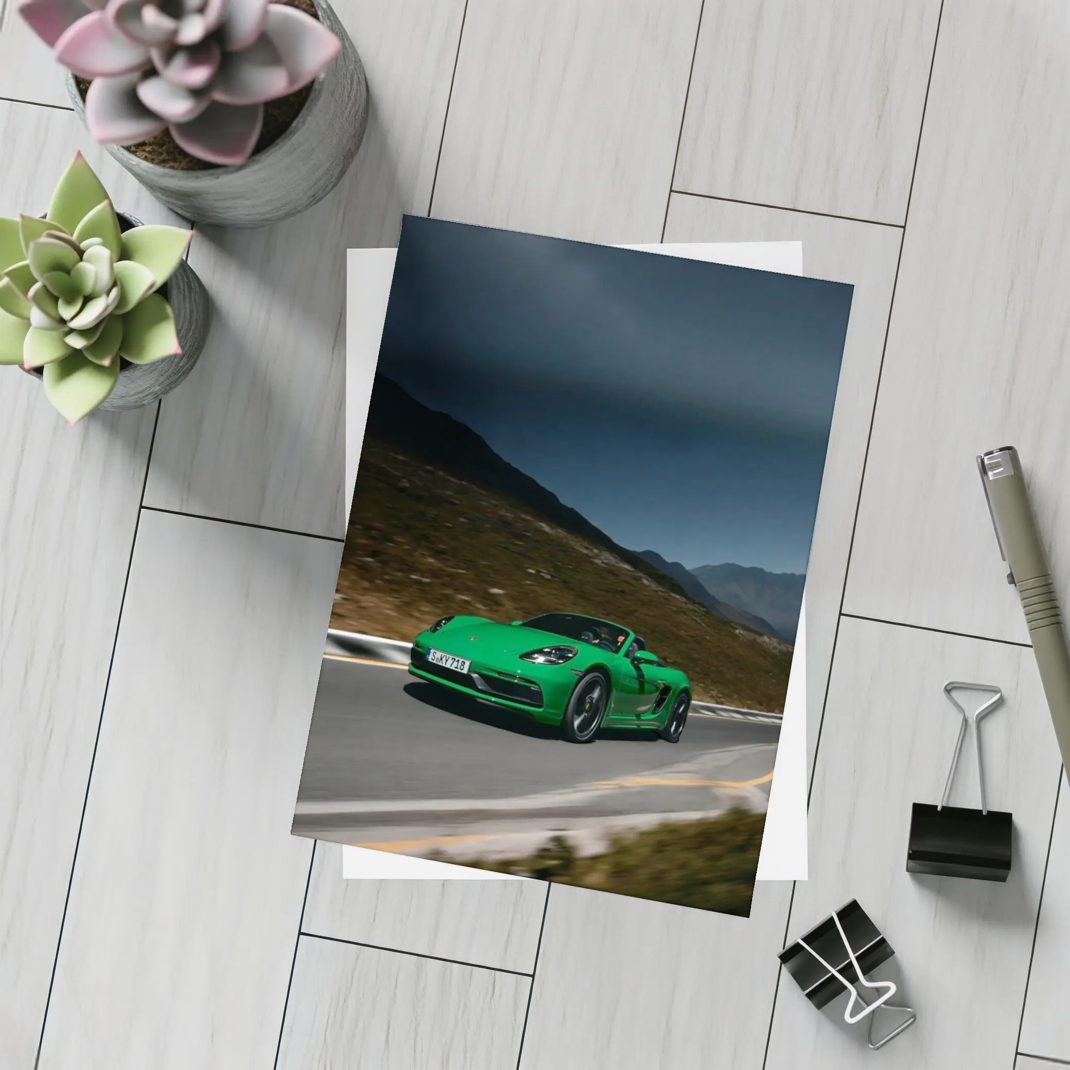 Porsche Boxster Green Mountain Road Dusk – Postcards