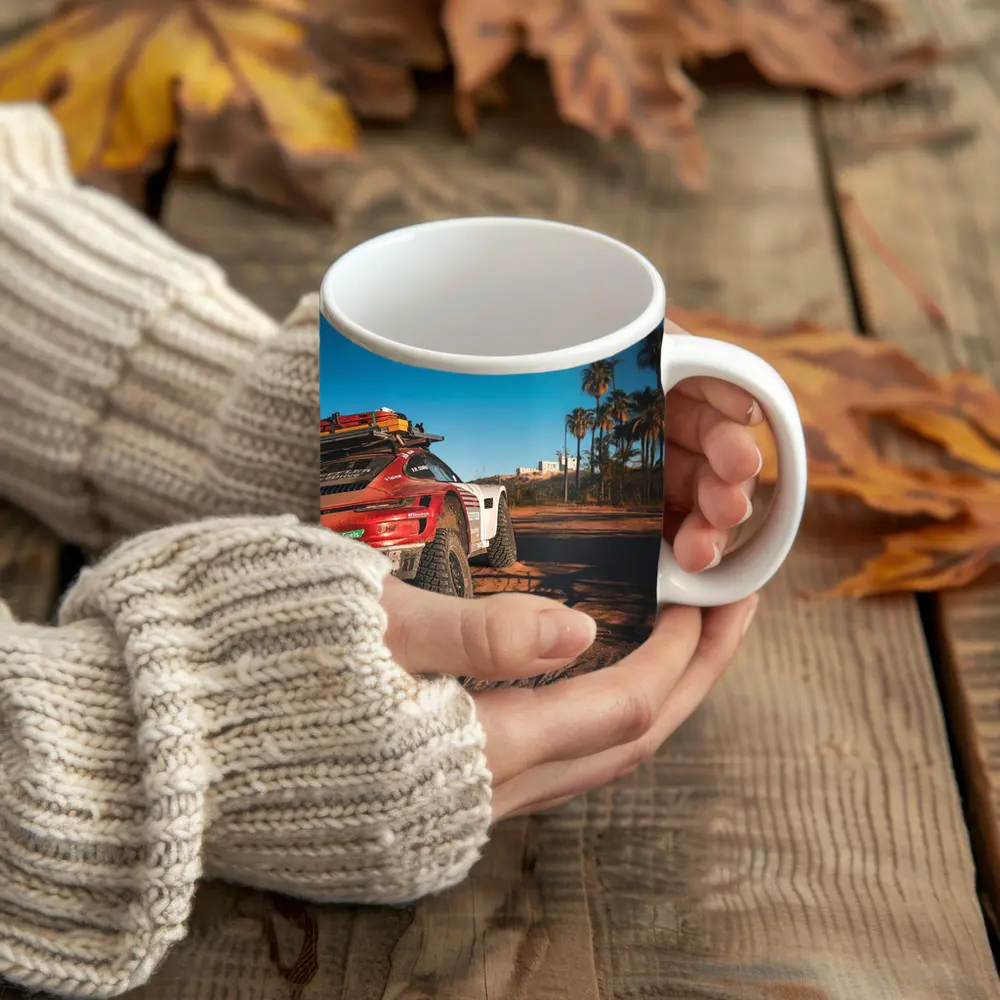 Porsche 911 Rally Car Desert Palm Trees – Mugs