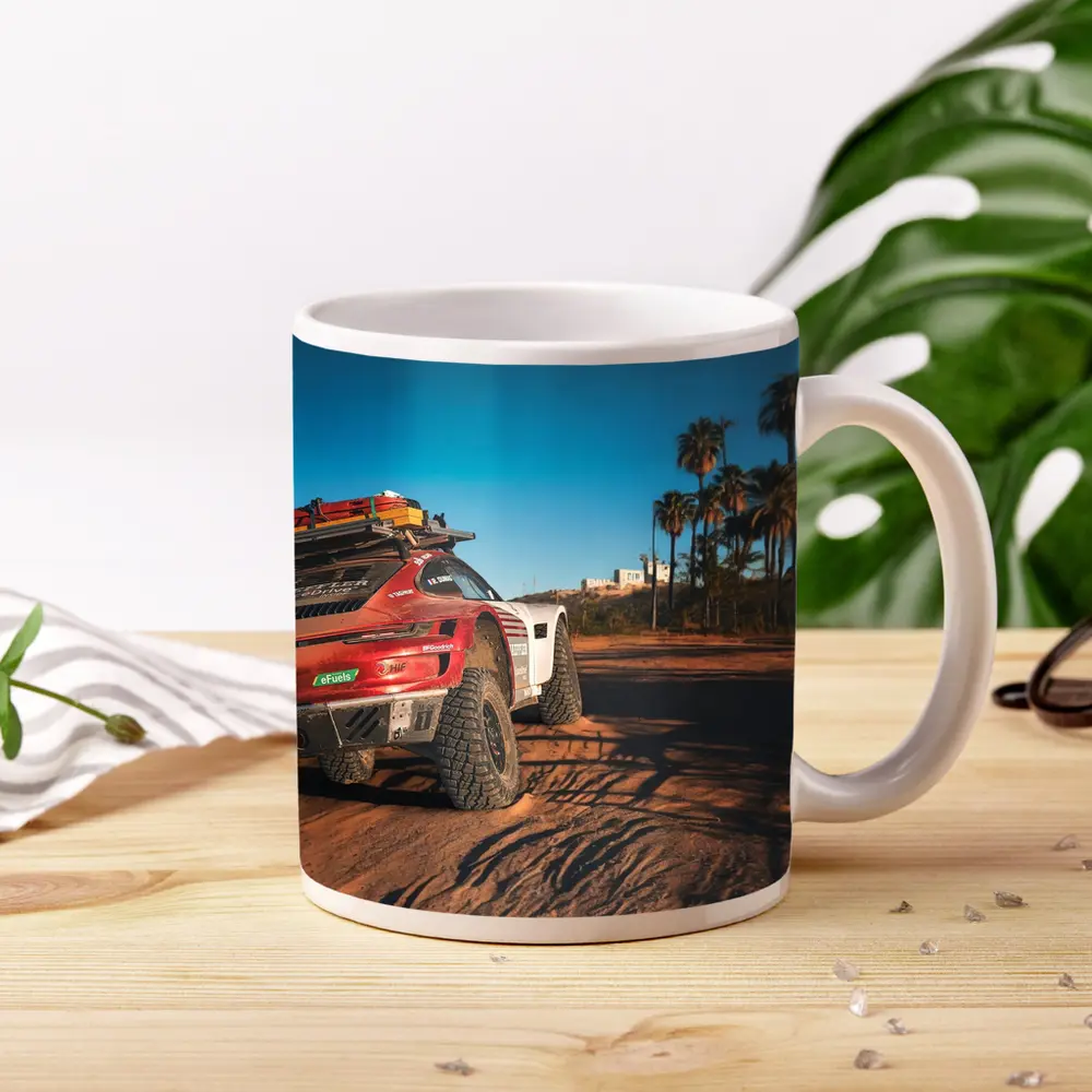 Porsche 911 Rally Car Desert Palm Trees – Mugs