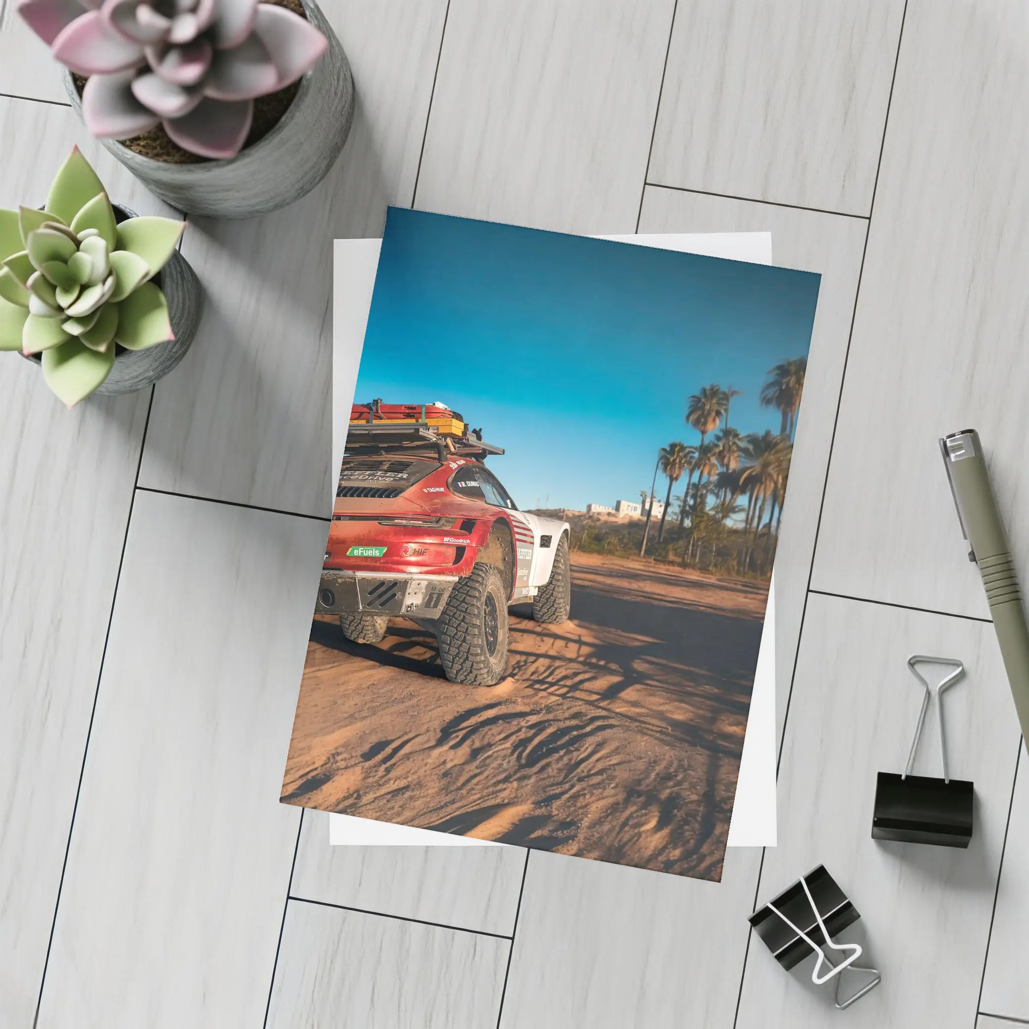 Porsche 911 Rally Car Desert Palm Trees – Postcards