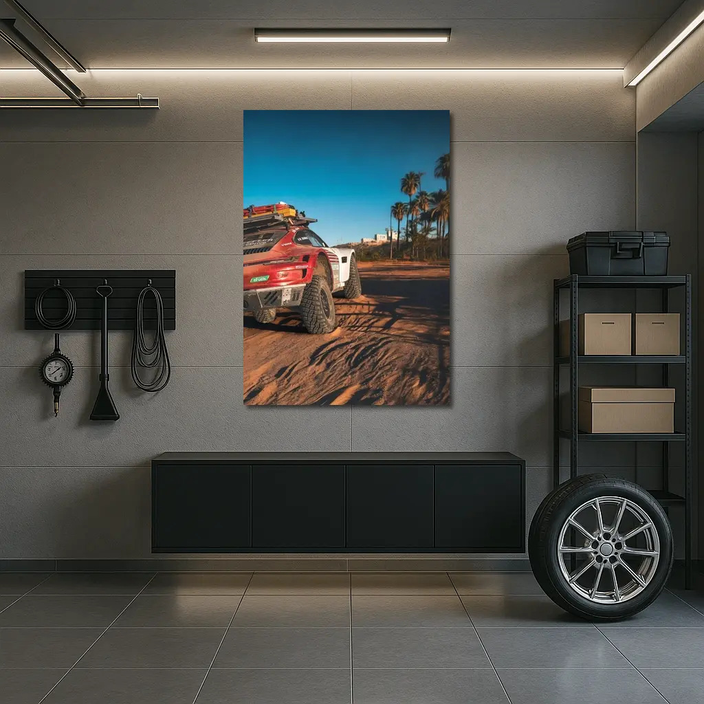 Porsche 911 Rally Car Desert Palm Trees – Wall Art