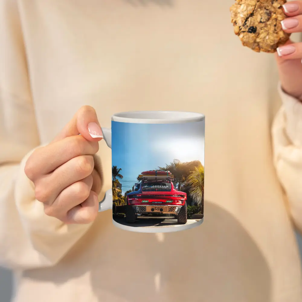 Porsche 911 Safari Red Palm Trees Beach – Mugs