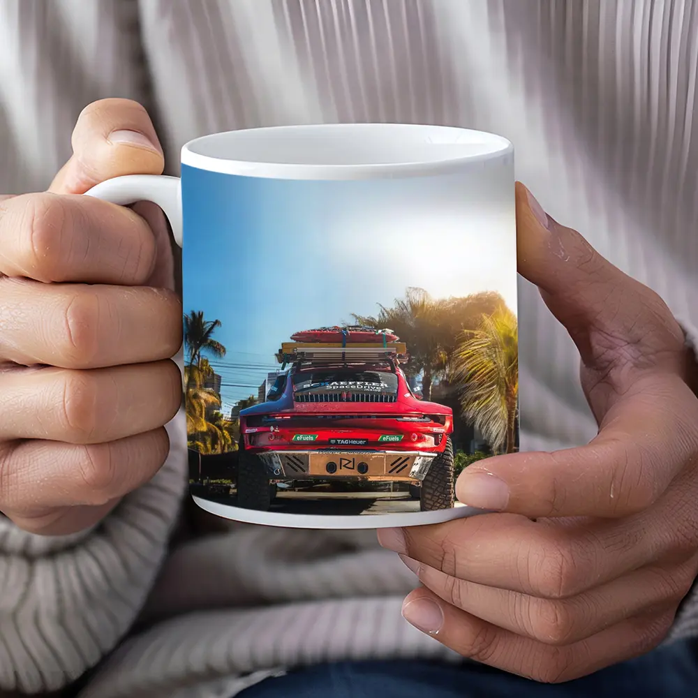 Porsche 911 Safari Red Palm Trees Beach – Mugs