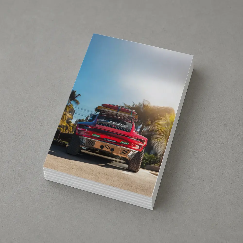 Porsche 911 Safari Red Palm Trees Beach – Postcards