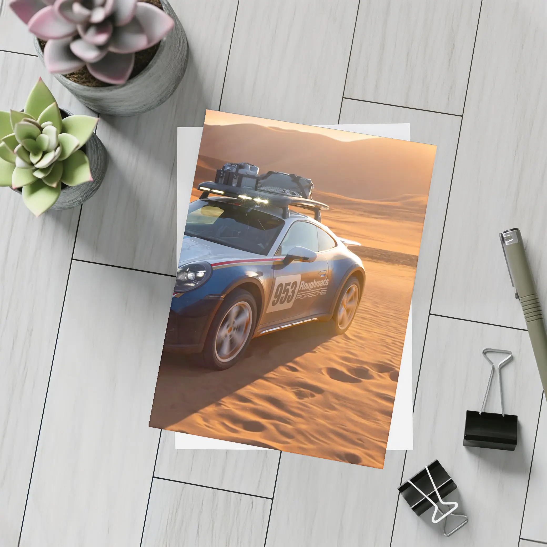 Porsche 911 Dakar Rally Car Desert Dunes – Postcards