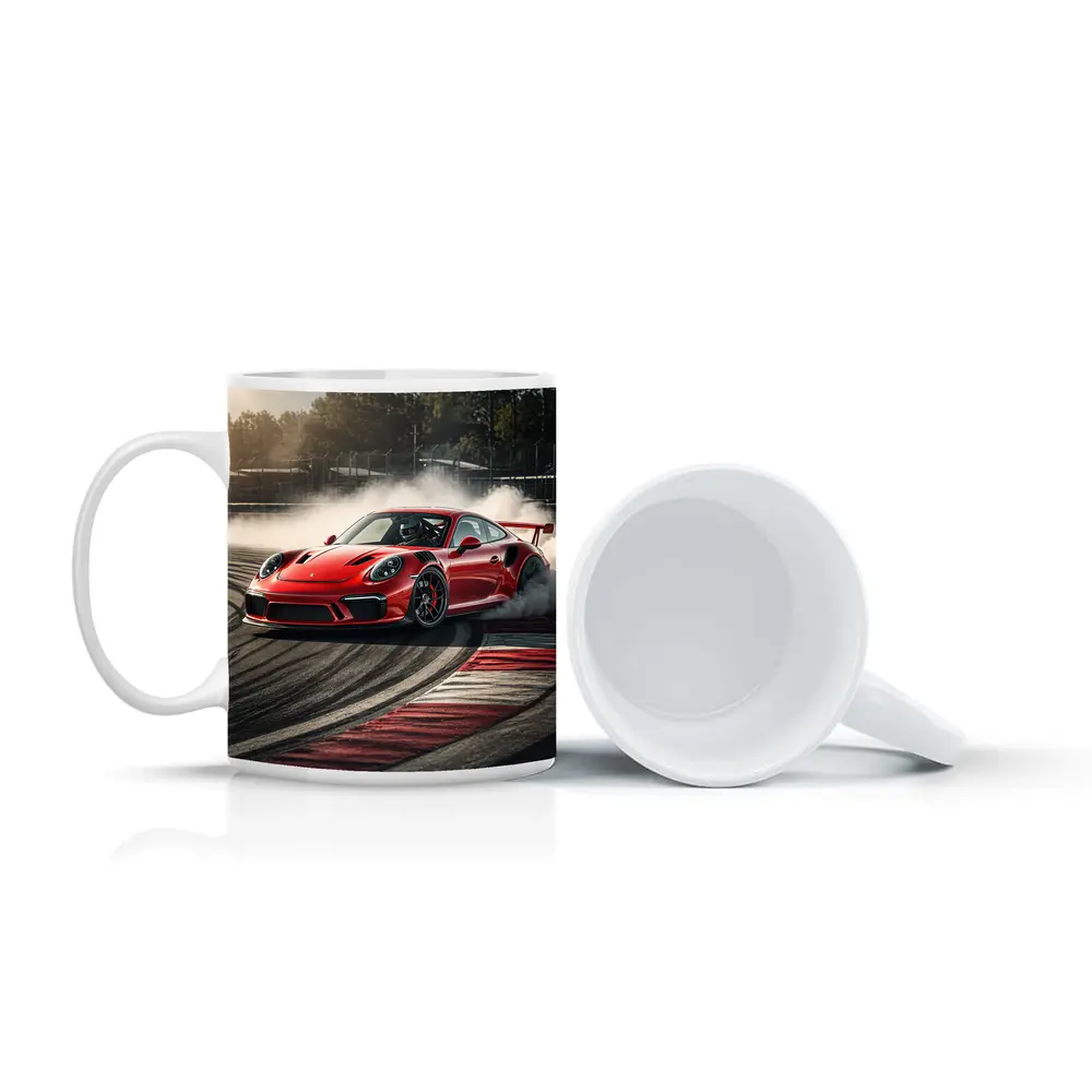 Red Porsche 911 GT3 RS Drifting Race Track – Mugs