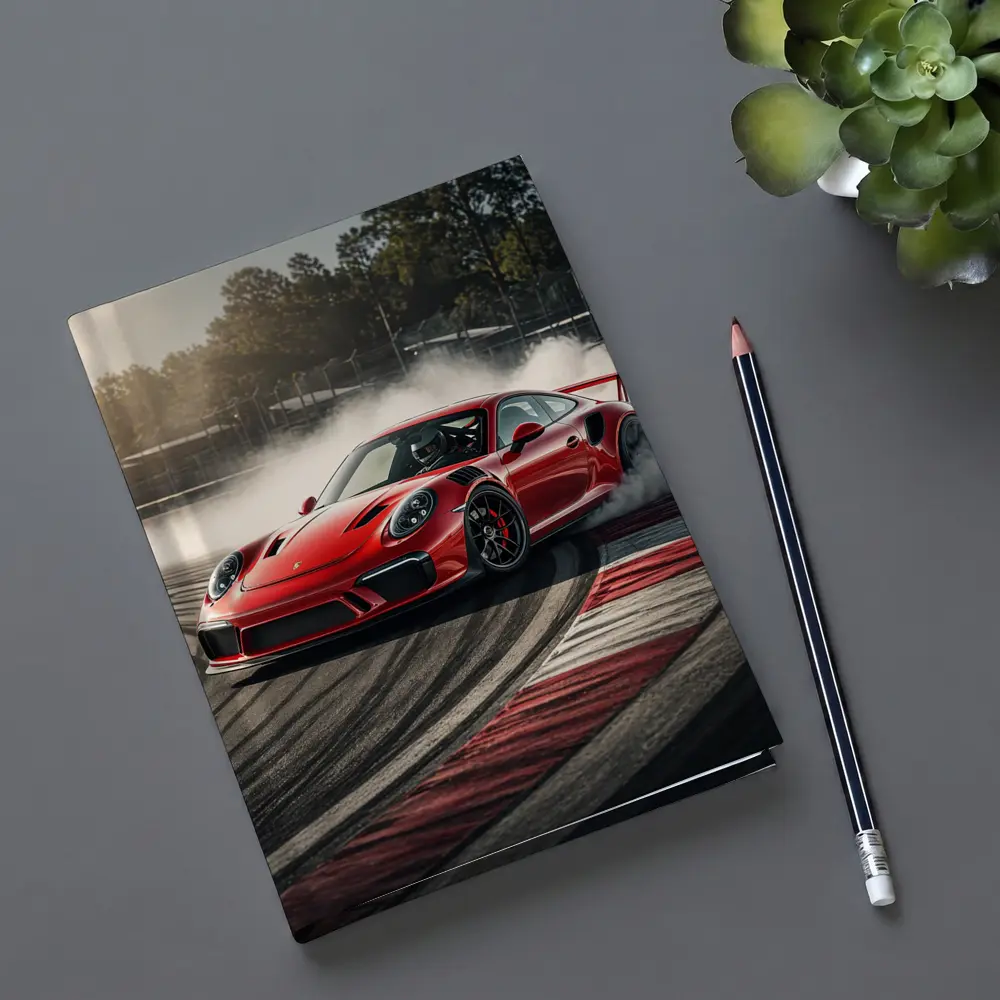 Red Porsche 911 GT3 RS Drifting Race Track – Notebooks