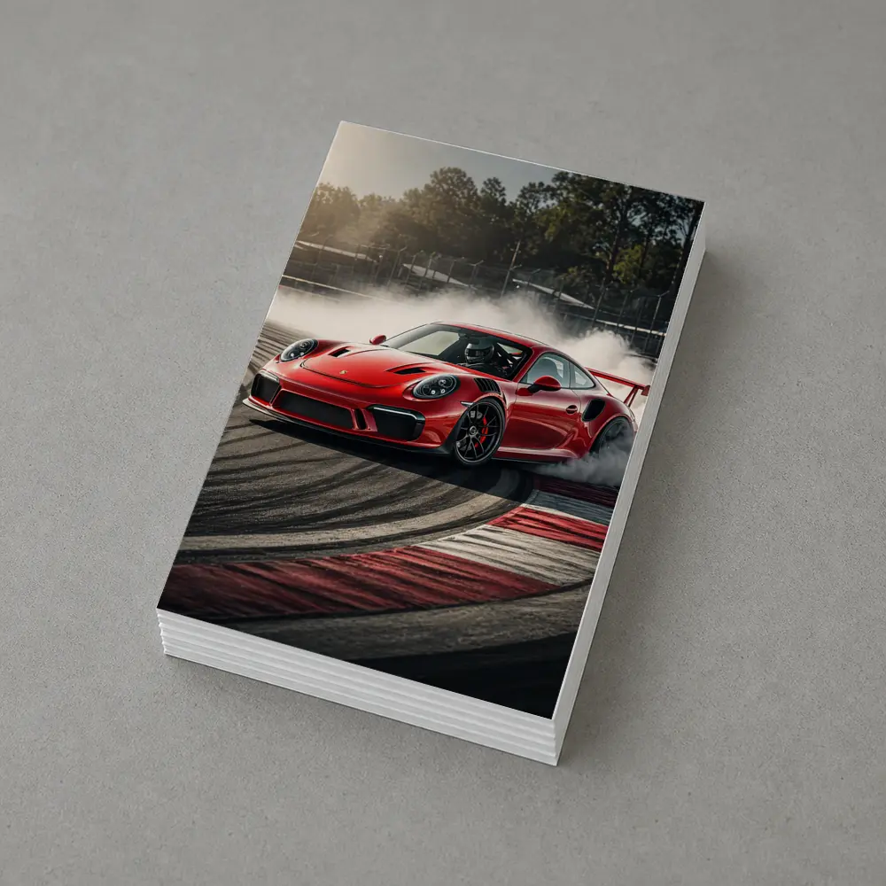 Red Porsche 911 GT3 RS Drifting Race Track – Postcards