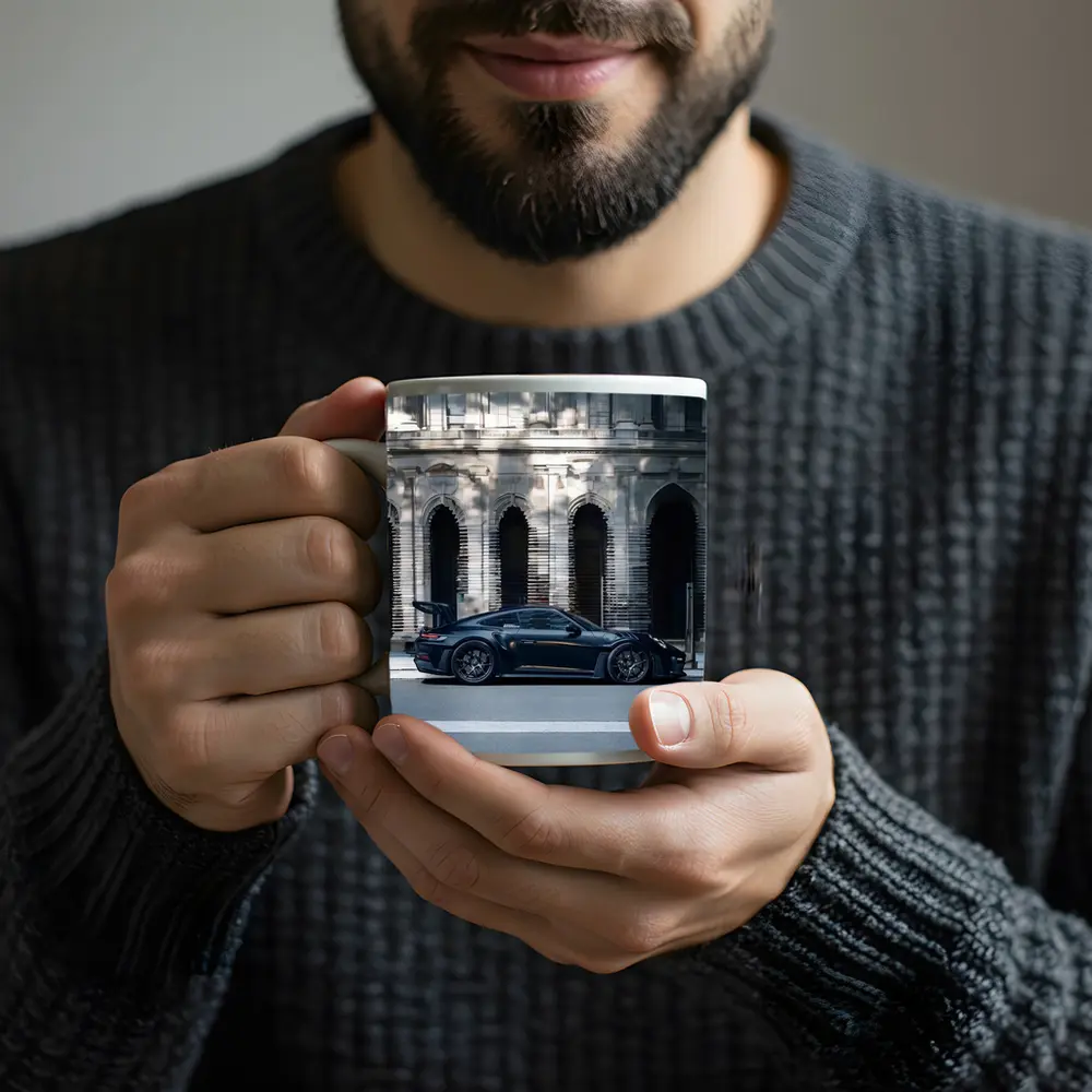 Porsche 911 GT3 Black Urban Street Building – Mugs