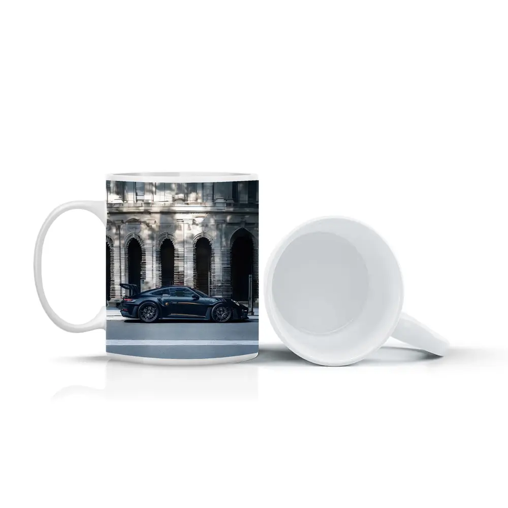 Porsche 911 GT3 Black Urban Street Building – Mugs