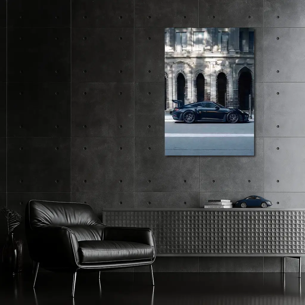 Porsche 911 GT3 Black Urban Street Building – Wall Art