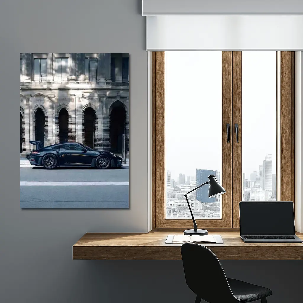 Porsche 911 GT3 Black Urban Street Building – Wall Art