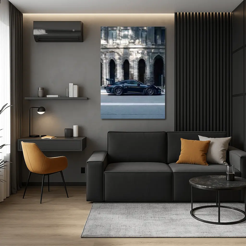 Porsche 911 GT3 Black Urban Street Building – Wall Art