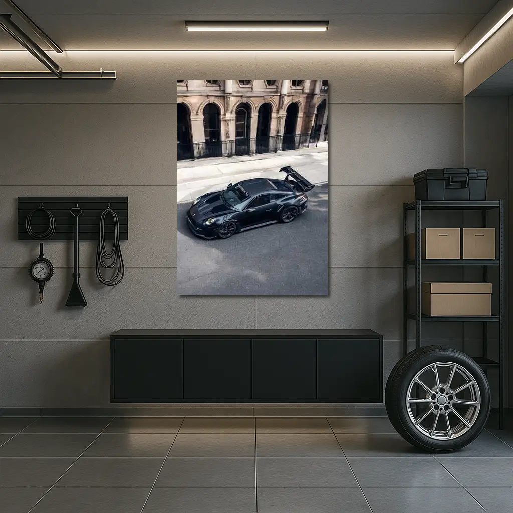 Porsche 911 GT3 RS Black City Street – Wall Art