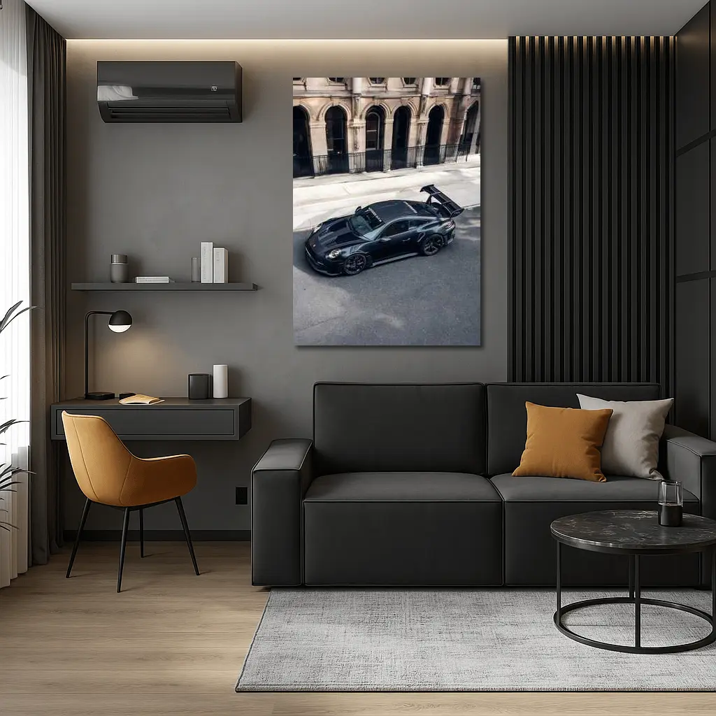 Porsche 911 GT3 RS Black City Street – Wall Art