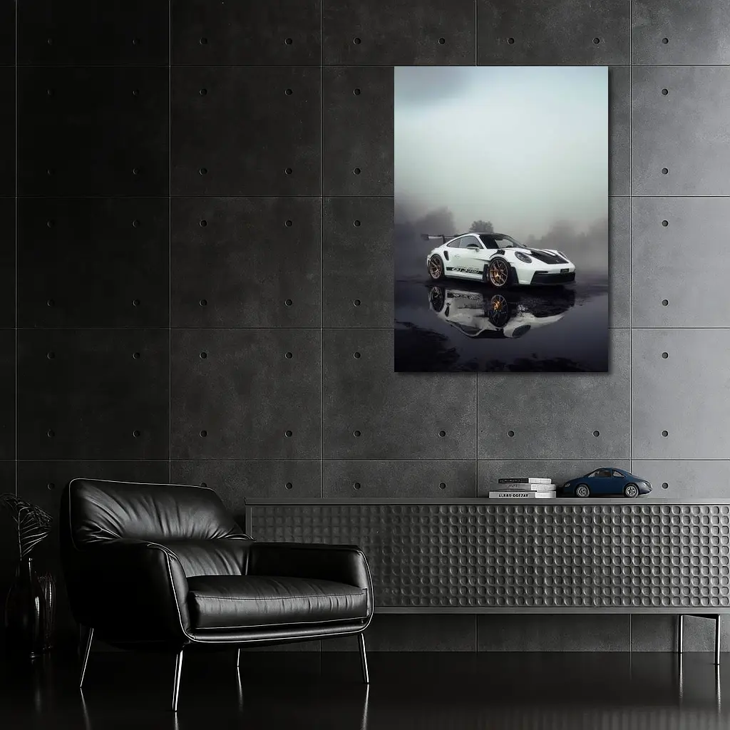 Porsche 911 GT3 RS Foggy Wet Reflection – Wall Art