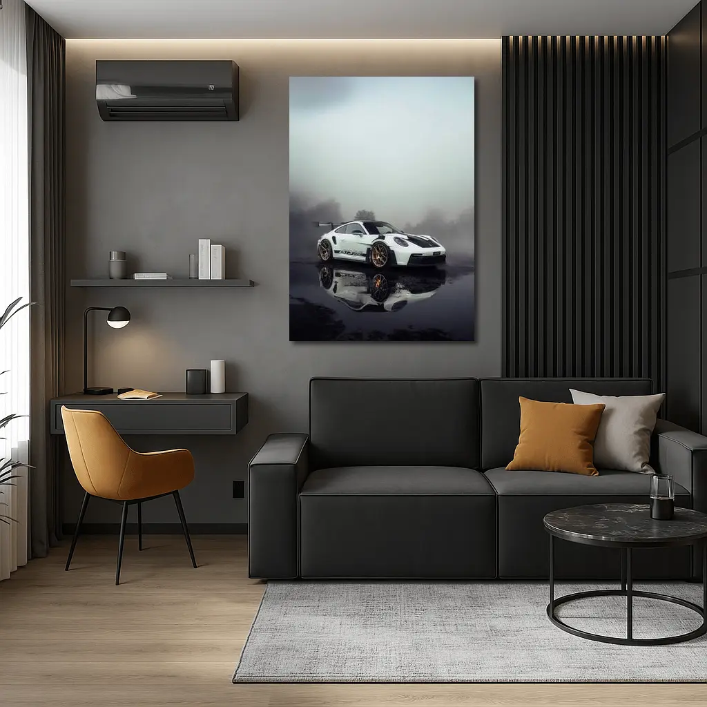 Porsche 911 GT3 RS Foggy Wet Reflection – Wall Art