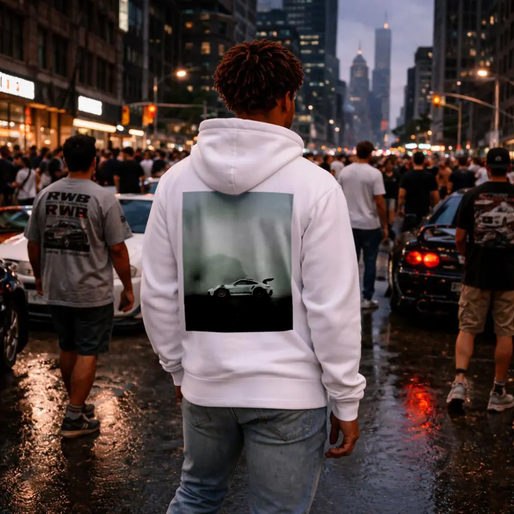 Porsche 911 GT3 RS White Foggy Road – Hoodies