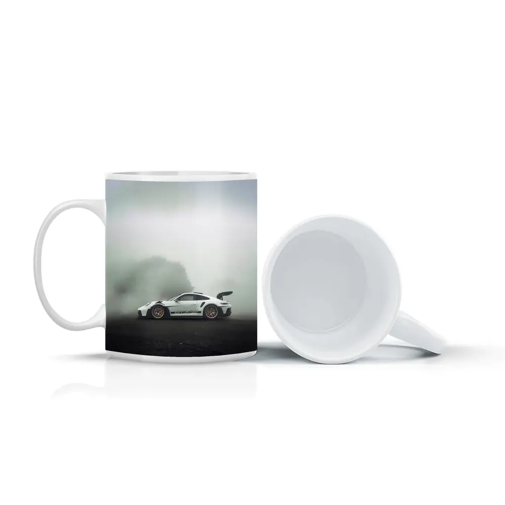 Porsche 911 GT3 RS White Foggy Road – Mugs