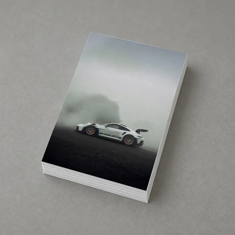 Porsche 911 GT3 RS White Foggy Road – Postcards