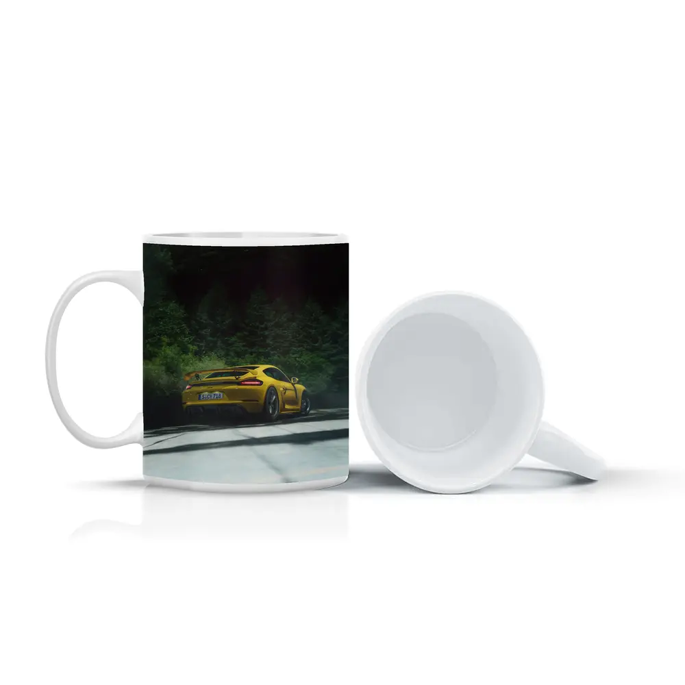 Porsche Cayman GT4 Yellow Forest Road – Mugs