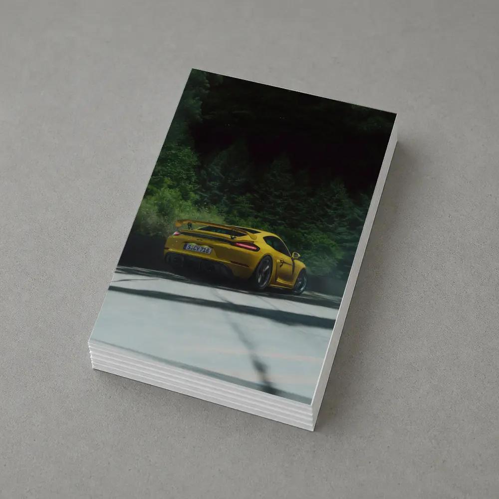 Porsche Cayman GT4 Yellow Forest Road – Postcards