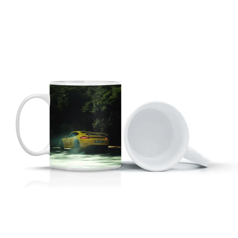 Porsche Cayman GT4 Yellow Smoking Road – Mugs
