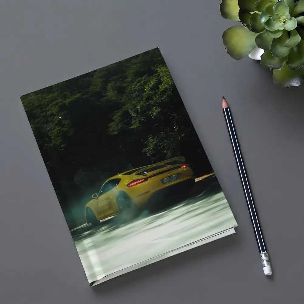 Porsche Cayman GT4 Yellow Smoking Road – Notebooks