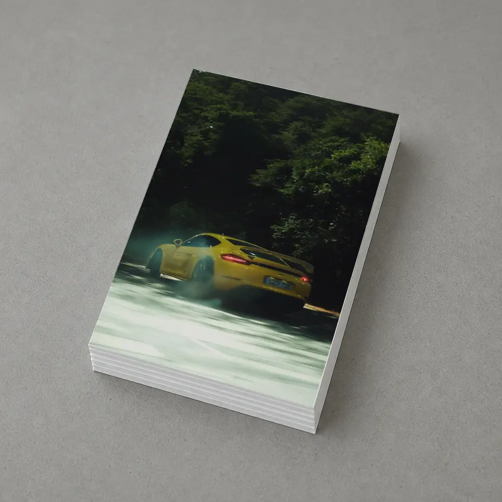 Porsche Cayman GT4 Yellow Smoking Road – Postcards