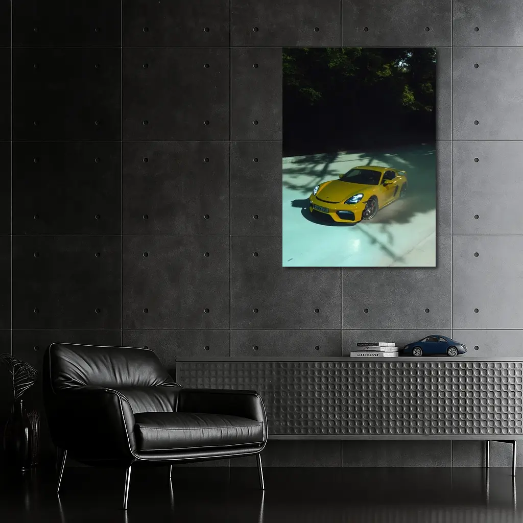 Porsche Cayman GT4 Yellow On Track – Wall Art