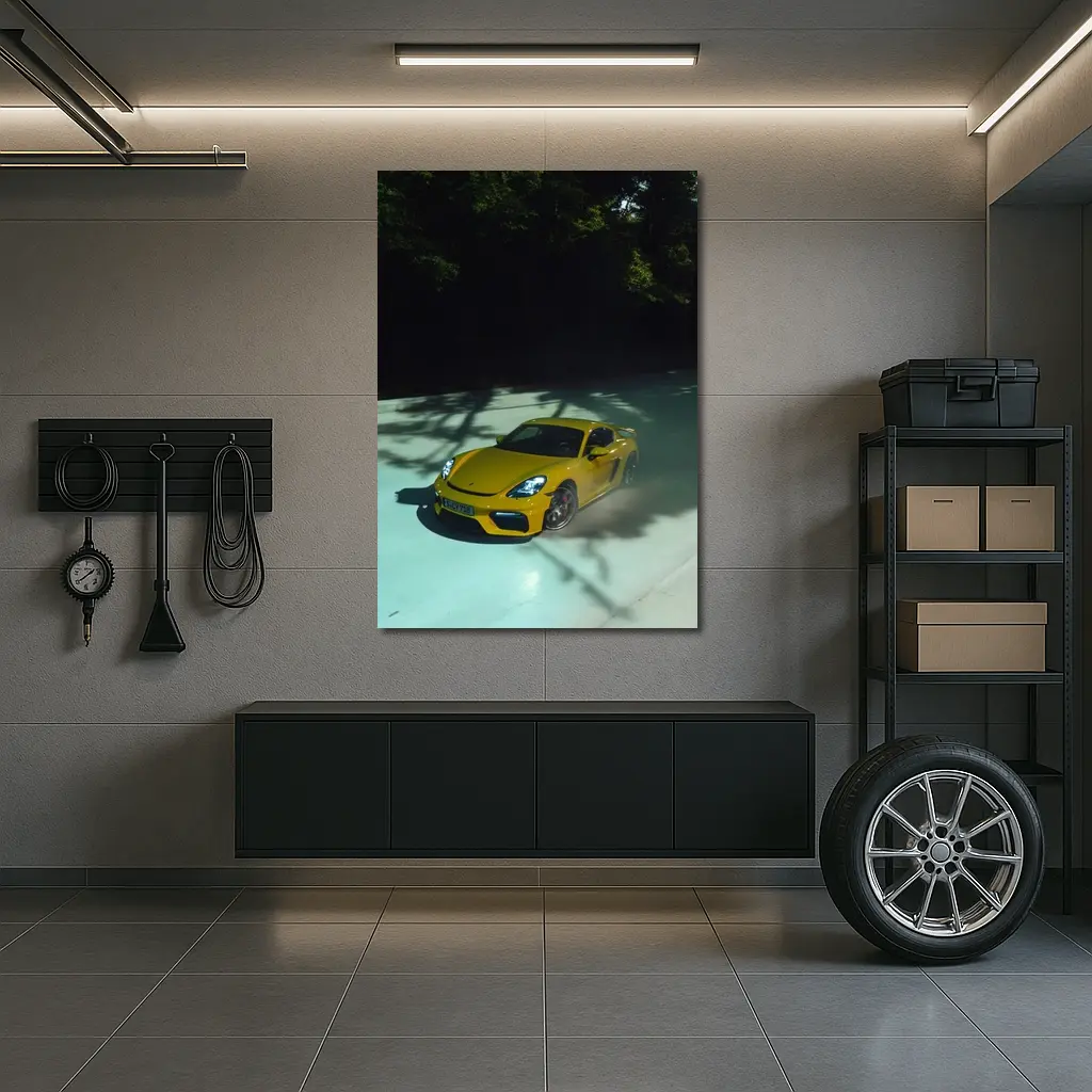 Porsche Cayman GT4 Yellow On Track – Wall Art