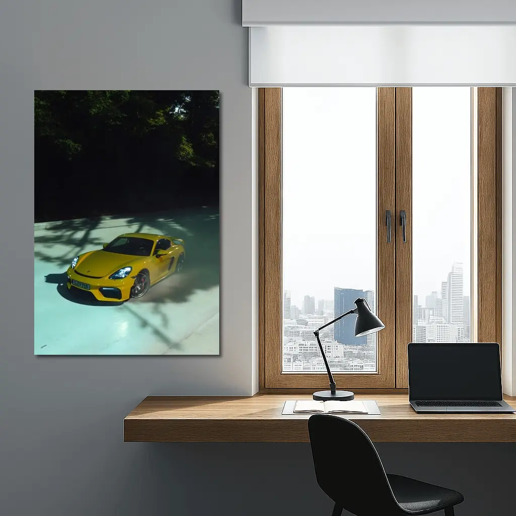 Porsche Cayman GT4 Yellow On Track – Wall Art