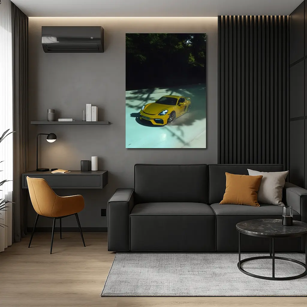 Porsche Cayman GT4 Yellow On Track – Wall Art